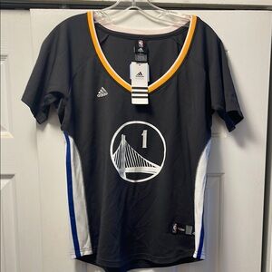 New W/Tags Golden State Warriors Black Adidas NBA 4Her Jersey With Sleeves XL